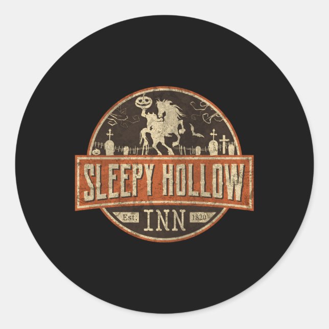 Sleepy Hollow Inn Halloween Headless Horse Classic Round Sticker (Front)
