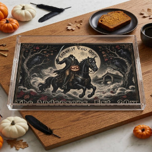 Sleepy Hollow Midnight Rider Headless Horseman Art Acrylic Tray
