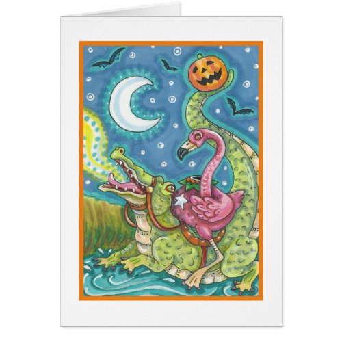 SLEEPY HOLLOW PINK FLAMINGO  CROCODILE CARD Blank