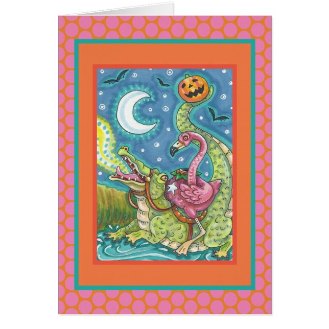 SLEEPY HOLLOW PINK FLAMINGO & CROCODILE CARD Verse (Front)