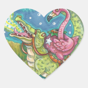 SLEEPY HOLLOW PINK FLAMINGO STICKERS SHEET Heart