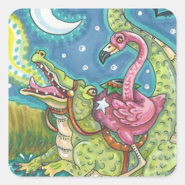 SLEEPY HOLLOW PINK FLAMINGO STICKERS SHEET Square (Front)