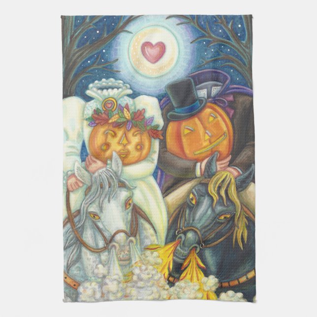 SLEEPY HOLLOW WEDDING, HALLOWEEN KITCHEN TOWEL (Vertical)