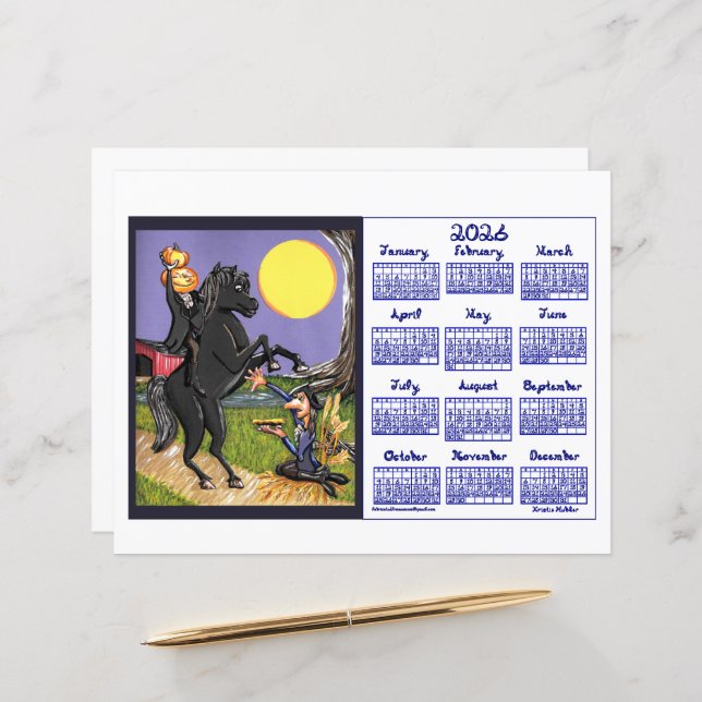 Sleepy Hollowing Inspired 2026 Calendar Paper  (Front/Back In Situ)