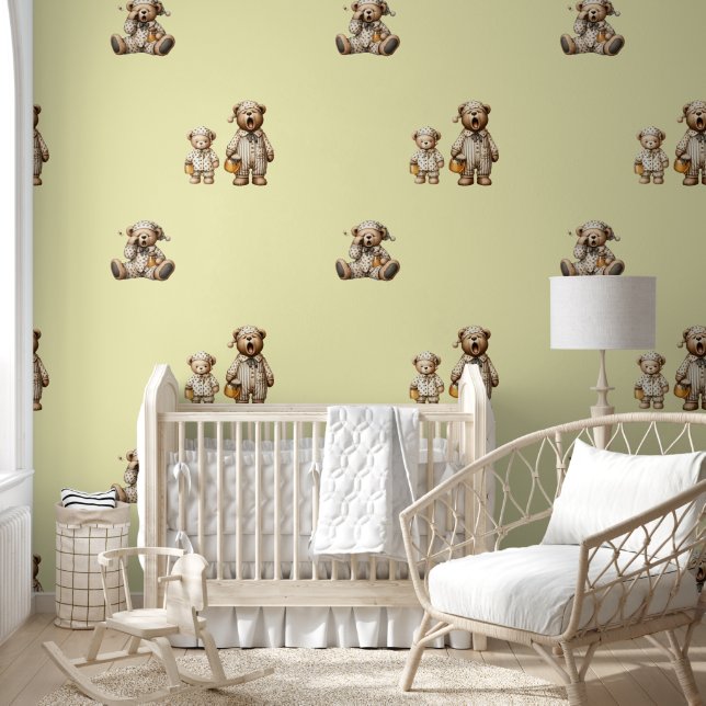 Sleepy Honey Bears Baby Nursery Wallpaper (Kids)