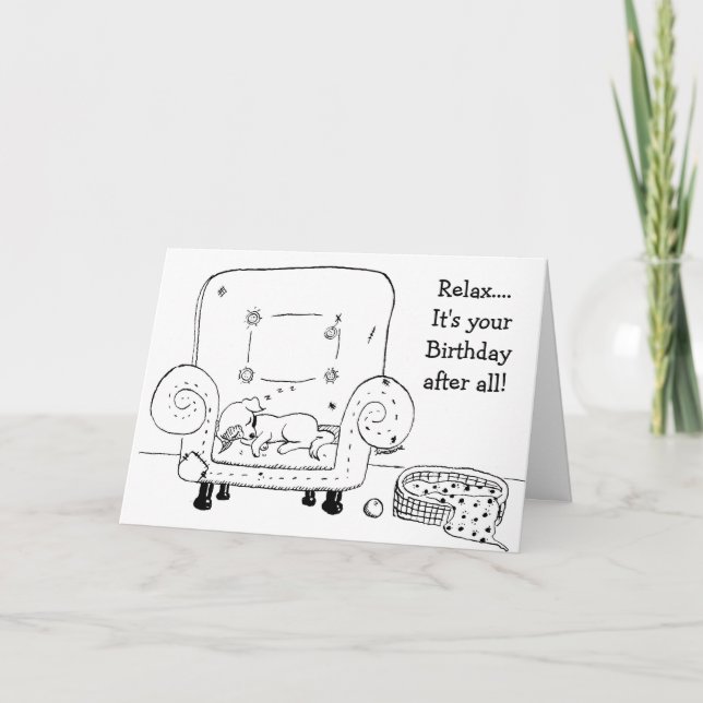 Sleepy Jack Russell Birthday card (Front)