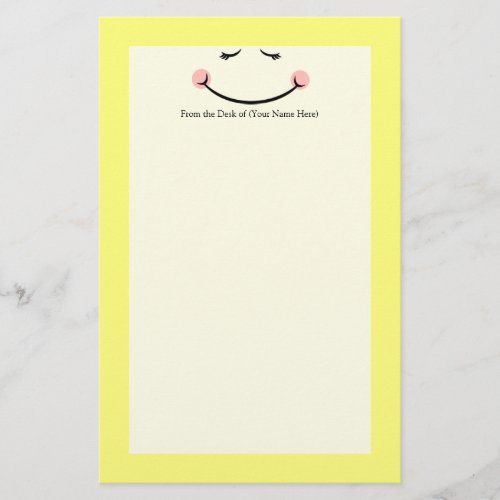 Sleepy Kawaii Happy Face Stationery