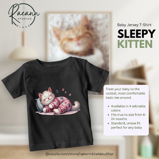 Sleepy Kitten Baby Fine Jersey T-Shirt (Creator Uploaded)