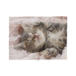 Sleepy Kitten Fleece Blanket
