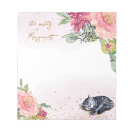 Sleepy Kitten Illustration Girl Daily Activity Notepad