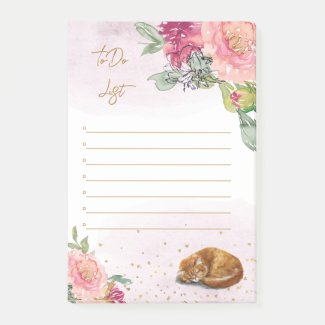 Sleepy Kitten Illustration Girl To-Do-List