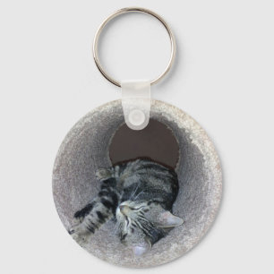 Sleepy Kitty Cat by Shirley Taylor Keychain