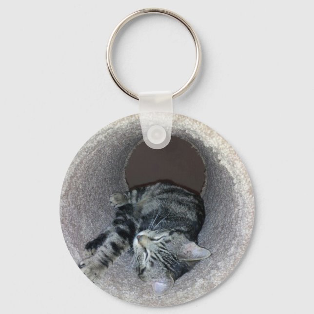 Sleepy Kitty Cat by Shirley Taylor Keychain (Front)