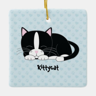 Sleepy Kitty {Tuxedo Cat} Custom Ornaments