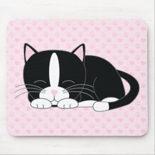 Sleepy Kitty {Tuxedo} Mouse Pad