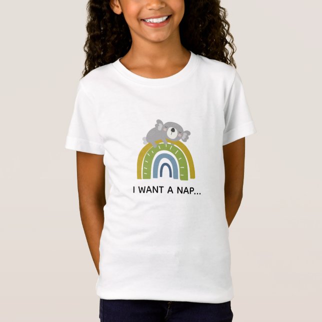 Sleepy Koala and Boho Rainbow Custom T-Shirt (Front)