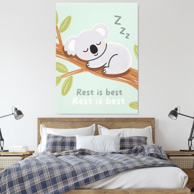  Sleepy Koala Calm Nursery Art Canvas Print (Insitu(Bedroom))