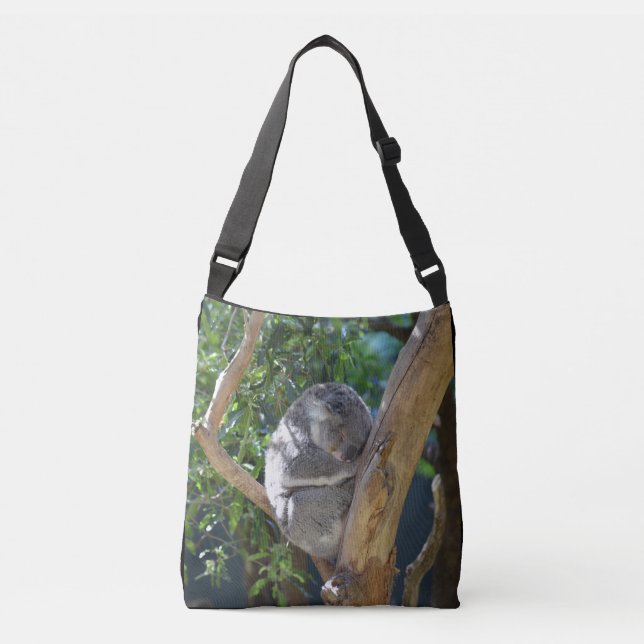 Sleepy Koala in Tree Photo Crossbody Bag (Front)