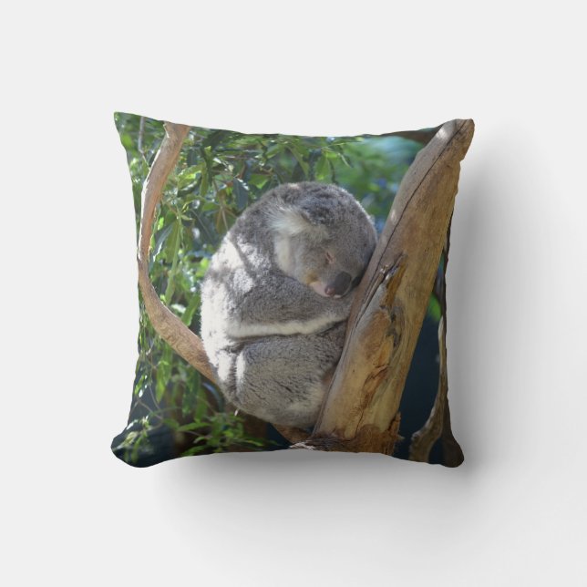 Sleepy Koala Throw Pillow (Front)