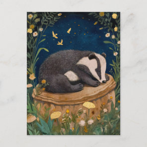 Sleepy Little Badger Postcard