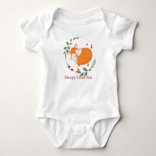 Sleepy Little Fox Body Suit Baby Bodysuit