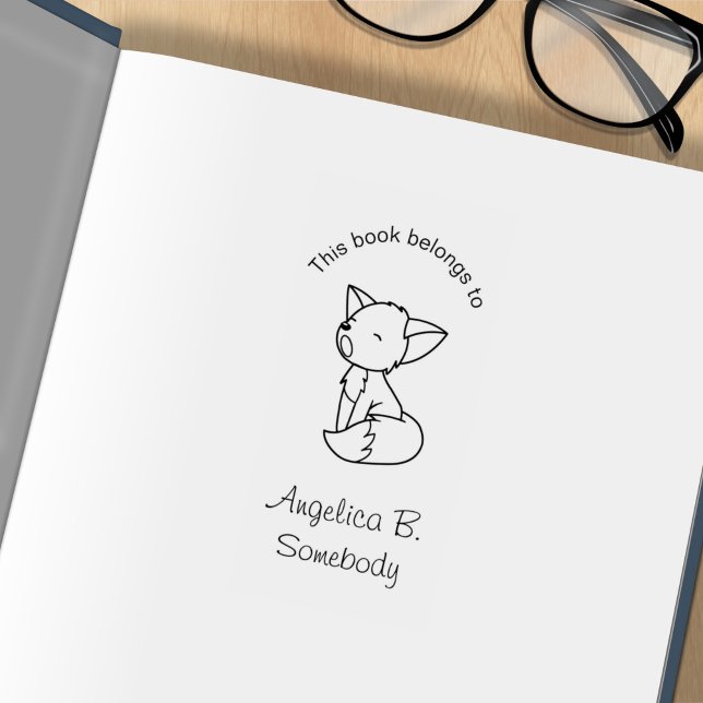 Sleepy Little Fox Bookplate Rubber Stamp (Creator Uploaded)