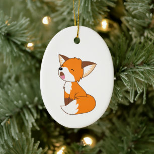 Sleepy Little Fox Ceramic Ornament