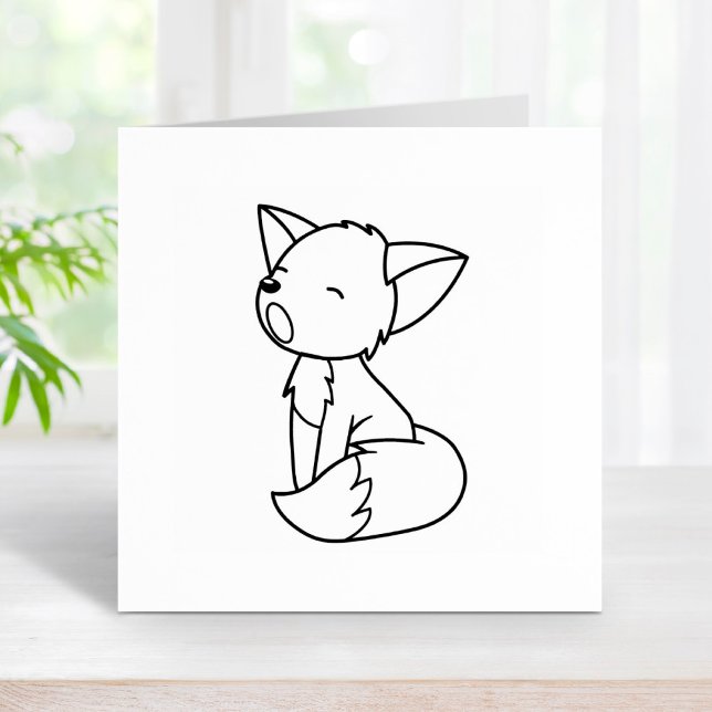 Sleepy Little Fox Color Me Rubber Stamp (Creator Uploaded)