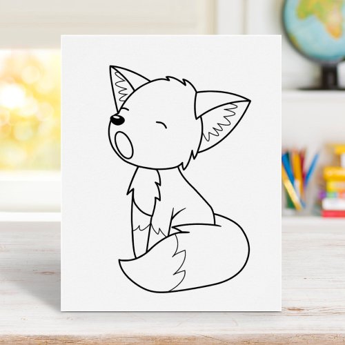 Sleepy Little Fox Coloring Page Poster