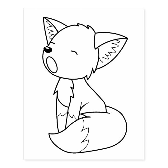 Sleepy Little Fox  Coloring  Page  Rubber Stamp Zazzle com