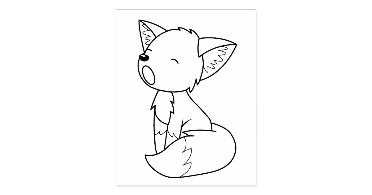 Download Sleepy Little Fox Coloring Page Rubber Stamp | Zazzle.com