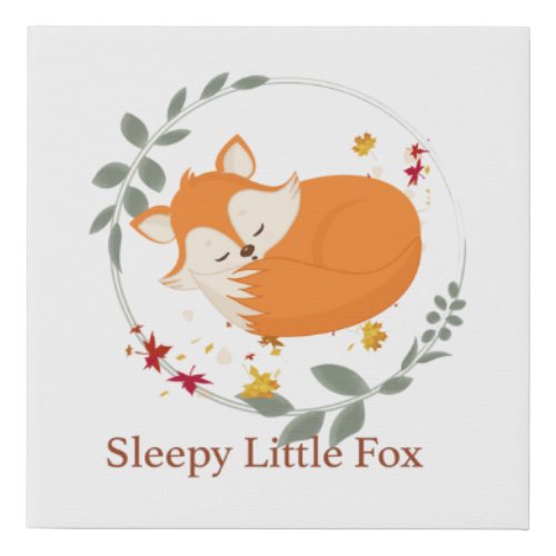 Sleepy Little Fox Faux Canvas Print