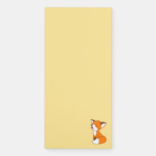 Sleepy Little Fox on Yellow Magnetic Notepad