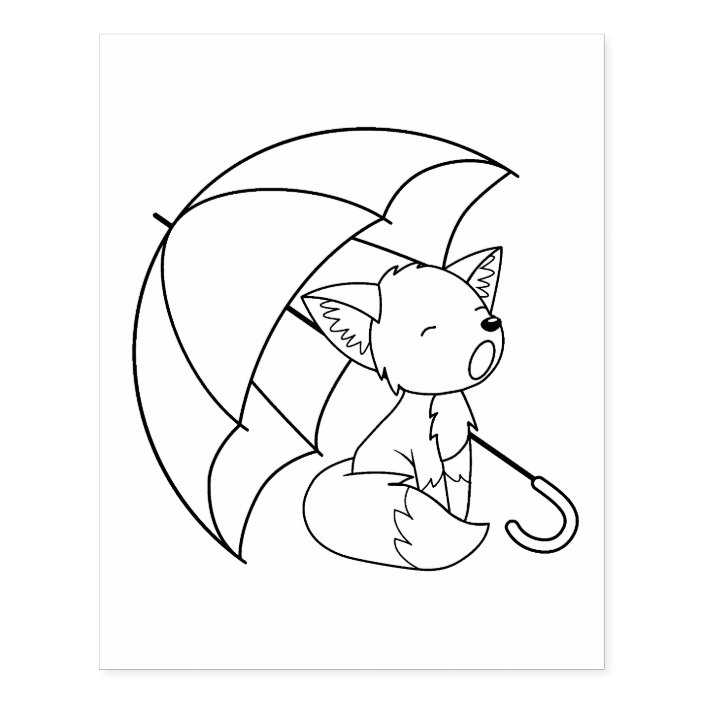 Sleepy Little Fox Under Umbrella Coloring Page Rubber Stamp Zazzle Com This umbrella coloring page features a picture of an umbrella to color for spring. sleepy little fox under umbrella coloring page rubber stamp zazzle com