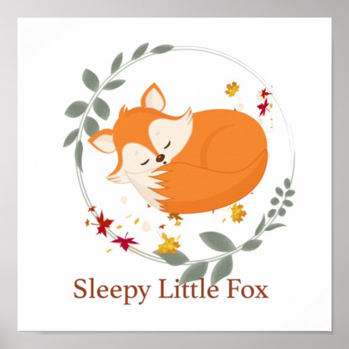Sleepy Little Fox Wall Poster
