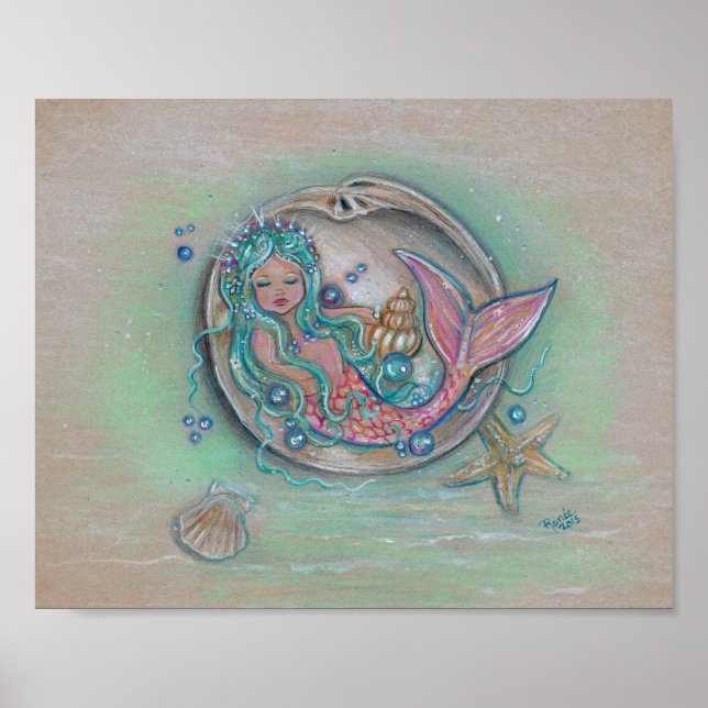 Sleepy little mermaid poster by Renee Lavoie (Front)