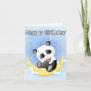 Sleepy Little Panda Bear Happy Birthday Card
