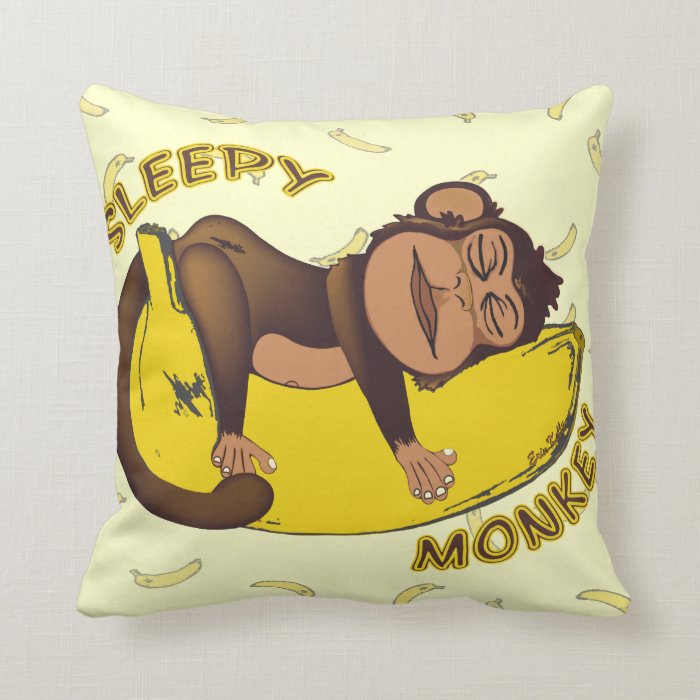 Sleepy Monkey Throw Pillow