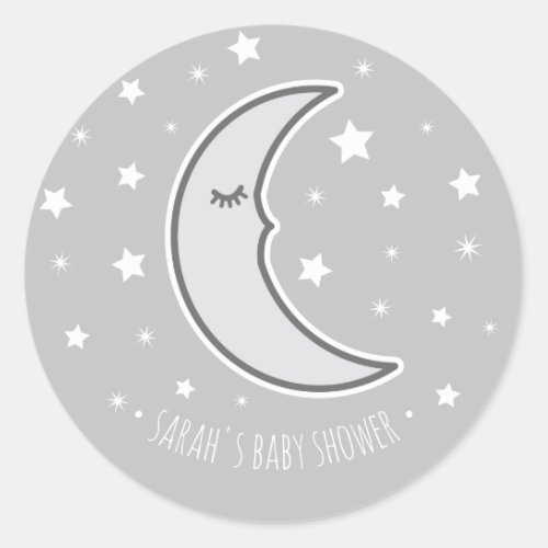 Sleepy Moon Baby shower favor round seal sticker