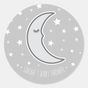 Sleepy Moon Baby shower favor round seal sticker