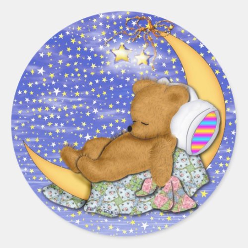 Sleepy Moon Bear Classic Round Sticker