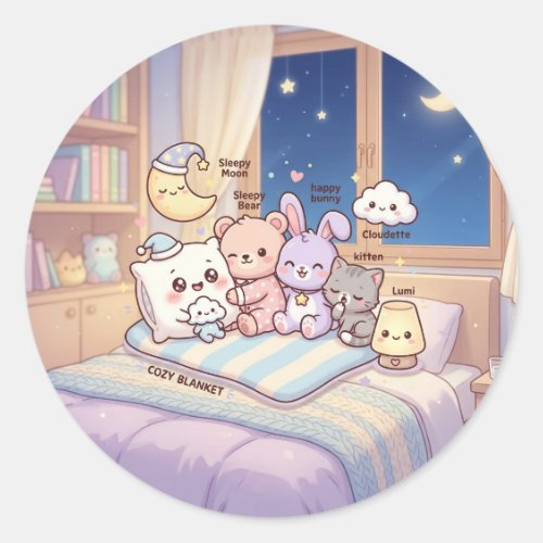 Sleepy Moon Bedtime Friends Sticker