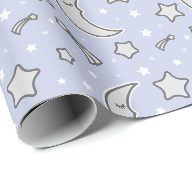 Sleepy Moon - blue wrapping paper (Roll Corner)