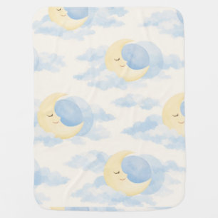 Sleepy Moon & Clouds Baby Blanket