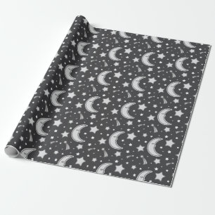 Sleepy Moon - dark gray wrapping paper