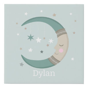 Sleepy Moon Faux Canvas Print