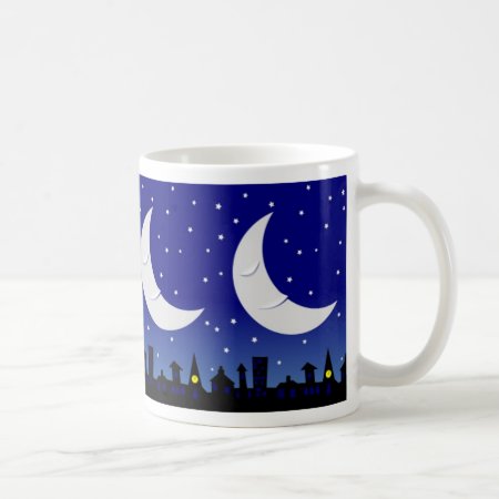 Sleepy Moon Over Town Mug