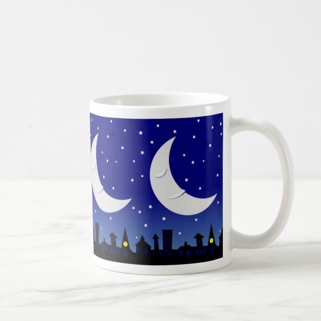 Sleepy moon over town mug (Right)