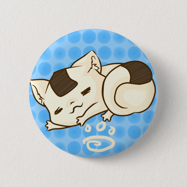 Sleepy Onigiri Cat Button (Blue) (Front)