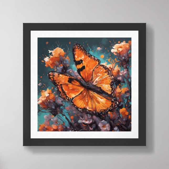 Sleepy Orange Butterfly Framed Photo Art (Framed Front)